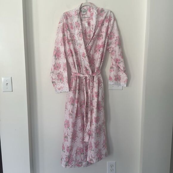 Laura Ashley Floral 2Pc Robe & PJ Bottoms Set XL - Picture 2 of 7